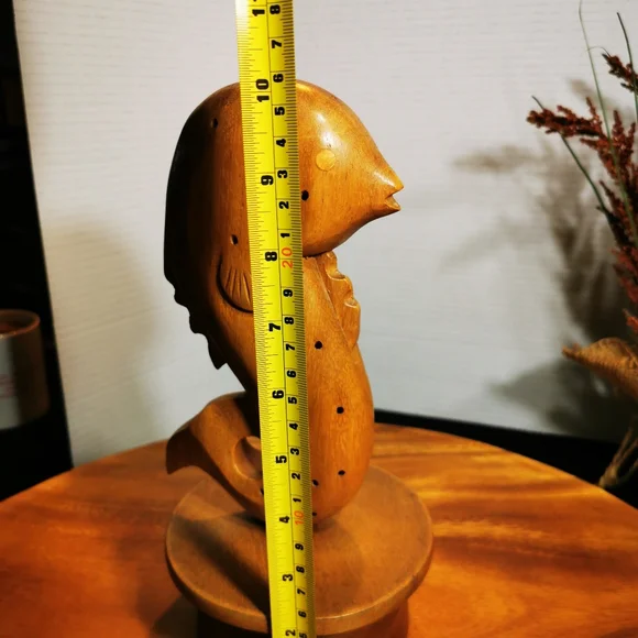 Vintage Wooden Lazy Susan Carved Fish Serving Tray Monkeypod - Picture 12 of 17